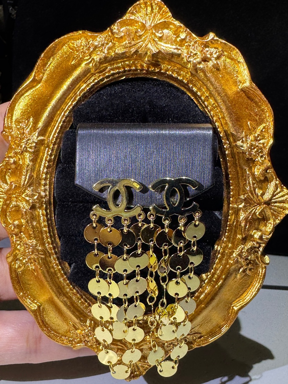 S925 Posts - Gold Sequin Tassel Statement Earrings